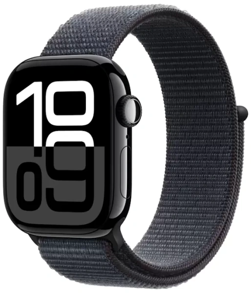 Apple Watch Series 10 46mm Aluminum Jet Black Case Ink Sport Loop